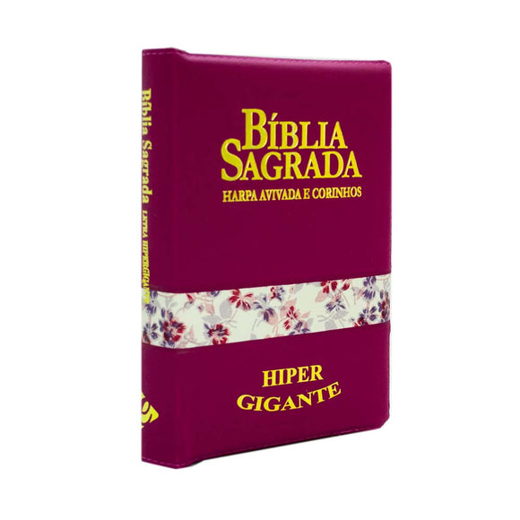 Bíblia Sagrada Letra Hipergigante RC Harpa E Corinhos Capa Zíper Pink