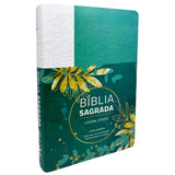 Bíblia Grande Harpa Cristã Luxo Letra Gigante Floral Verde/Branco