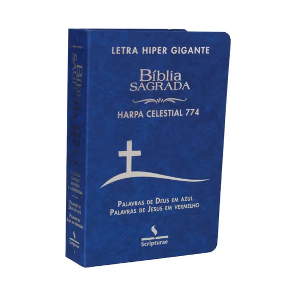 Bíblia Sagrada Harpa Celestial 774 | ERC | Letra Hipergigante | Capa Luxo Cruz Azul