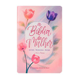 A Bíblia da Mulher ARC Nova Edição Tamanho portátil | SBB | Bíblia da Mulher - capa impressa, tulipa azul