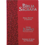 Bíblia Sagrada Letra Jumbo | ARC | Harpa Avivada e Corinhos | Capa PU Luxo Ramos Vermelha