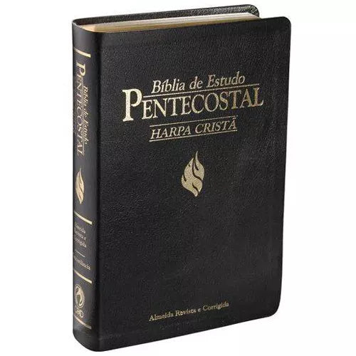 Bíblia de Estudo Pentecostal Média c/ Harpa Cristã | Letra Normal | ARC | Luxo Preta