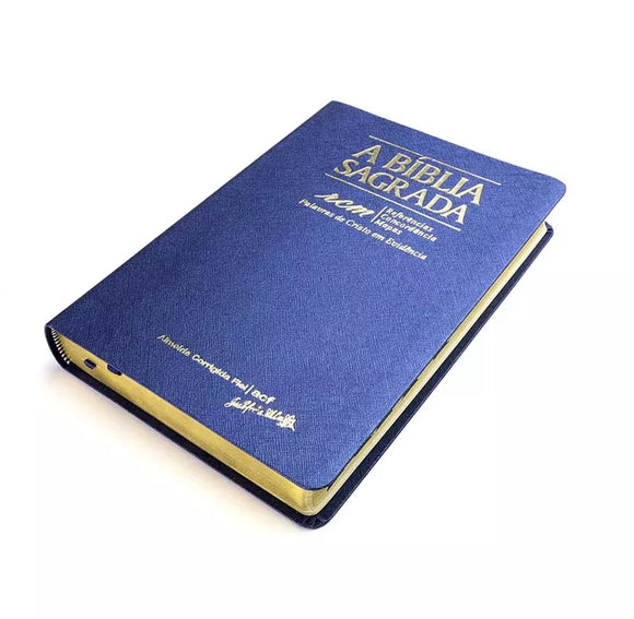 Bíblia Sagrada RCM | ACF | Letra Gigante | Capa PU Luxo Azul C/ Índice