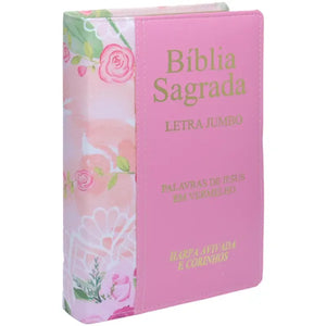 Bíblia Sagrada | ARC | Letra Jumbo | Capa Luxo Bicolor Rosa