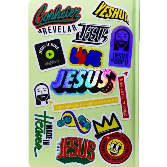 Bíblia Jesus Copy Sticker | NVI | Letra Normal | Capa Dura Verde