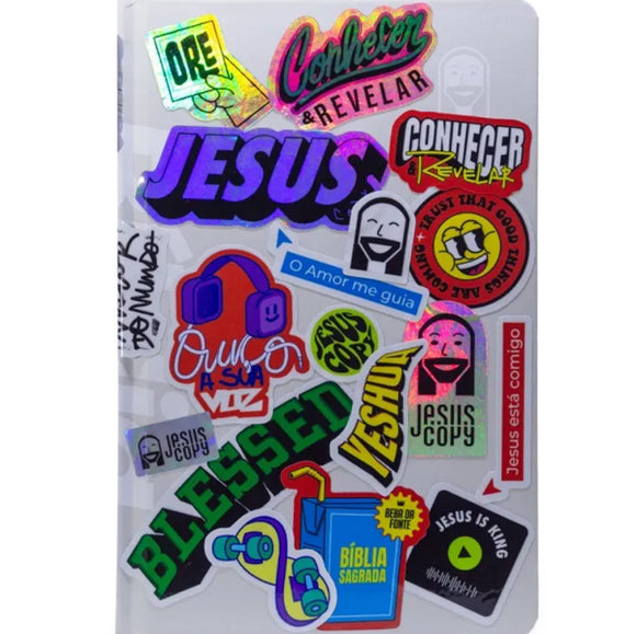 Bíblia Jesus Copy Sticker | NVI | Letra Normal | Capa Dura Off-White