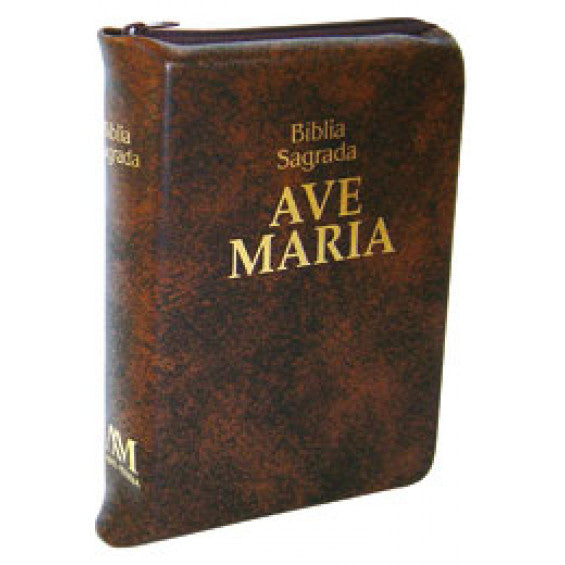 Bíblia Zíper Média Marrom l Ave Maria
