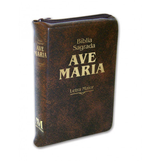 Bíblia Letra Maior Zíper - Marrom l Ave Maria