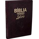 Bíblia Sagrada com reflexões de Lutero - capa vinho - medio