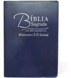 Bíblia Sagrada Comentada Missionário R R Soares | ARC |Letra Grande | Capa Luxo Azul
