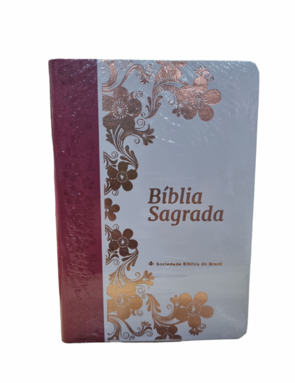 Biblia Luxo Letra Grande Branco e Rosa Junção