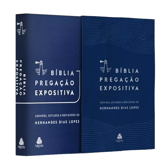 Bíblia Pregação Expositiva | ARA | Letra Normal | PU luxo azul | Hernandes Dias Lopes