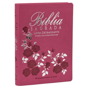 Bíblia Sagrada | Letra Extragigante | ARC | Capa Luxo Flor Pink