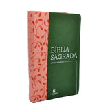 Bíblia Sagrada Folhagem | NVI | Letra Grande | Capa Verde e Rosa