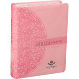 Bíblia Sagrada Media | Letra Grande | ARA | Capa Rosa Florida